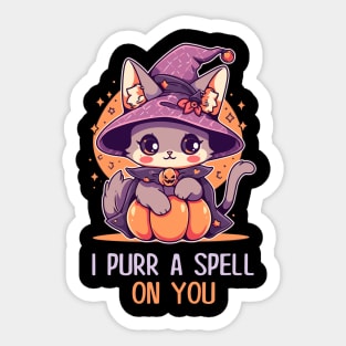 Funny Cat Pun Witch Spell Graphic Men Kids Women Halloween Sticker